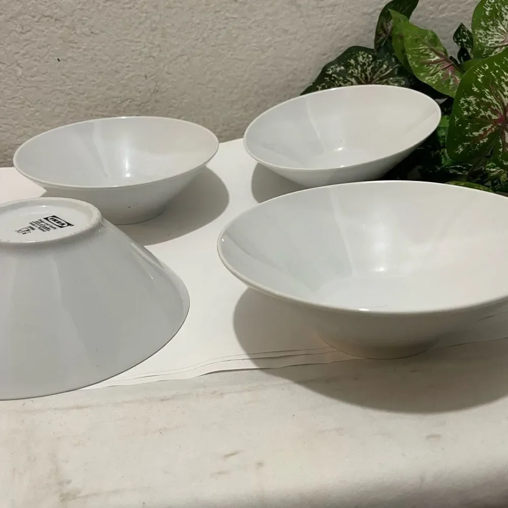 IKEA WHITE 21986 set of 4 Cereal Bowls 6 5/8